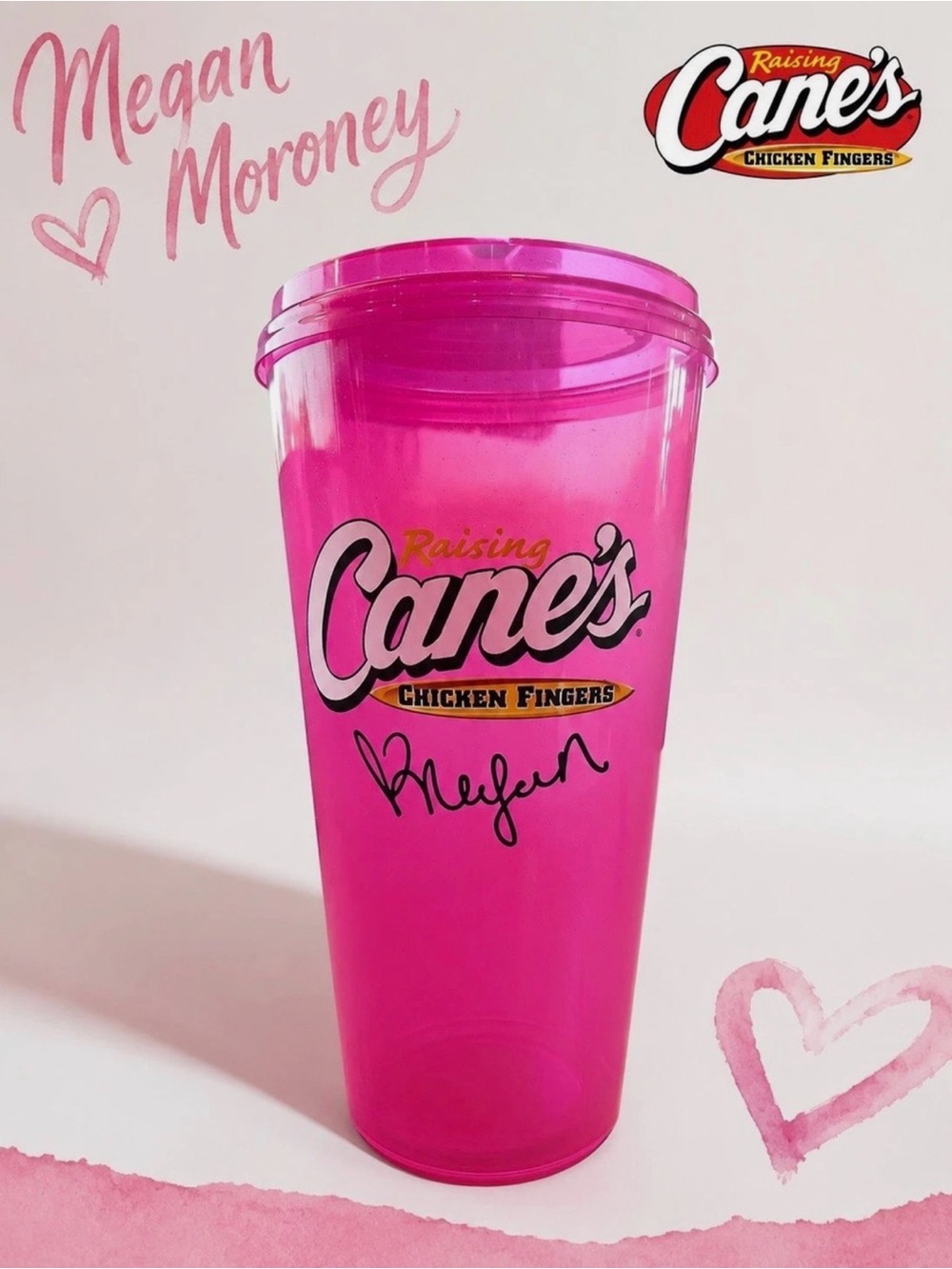 Raising Cane's Pink 32oz Plastic
Tumbler Megan Moroney w/ Lid & Straw